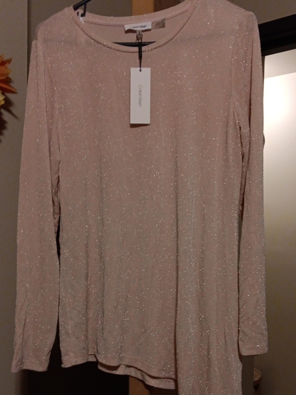 Calvin Klein Pale Pink Sparkle Long Sleeve Top